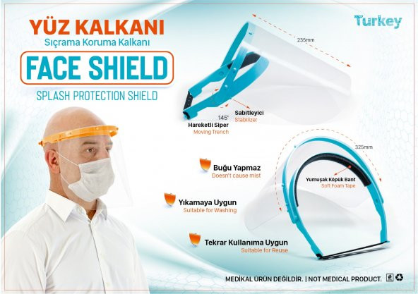 Finezza Koruyucu Yüz Kalkanı Siperlik Yeşil - Standart - 896 - 3