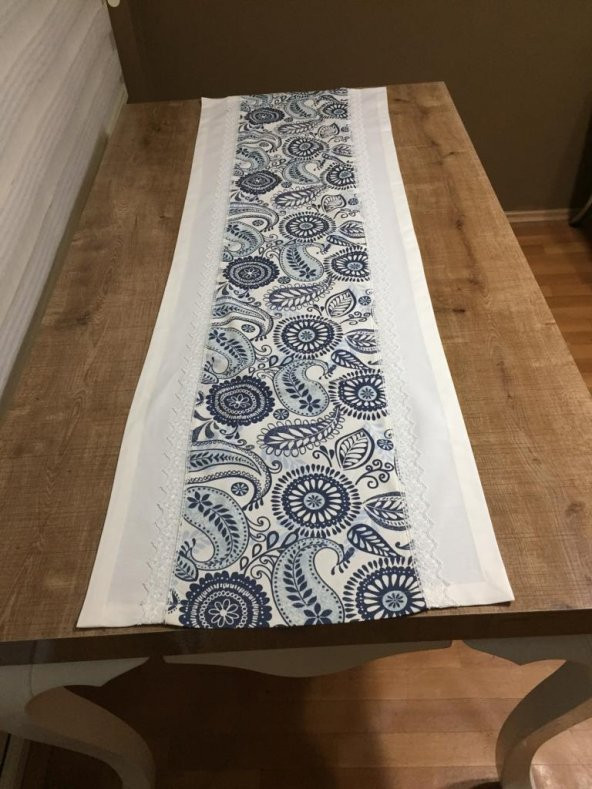 Finezza Ela Etnik Baskılı Duck Kumaş Krem/Renkli Runner 50*150 cm - 96 - 4