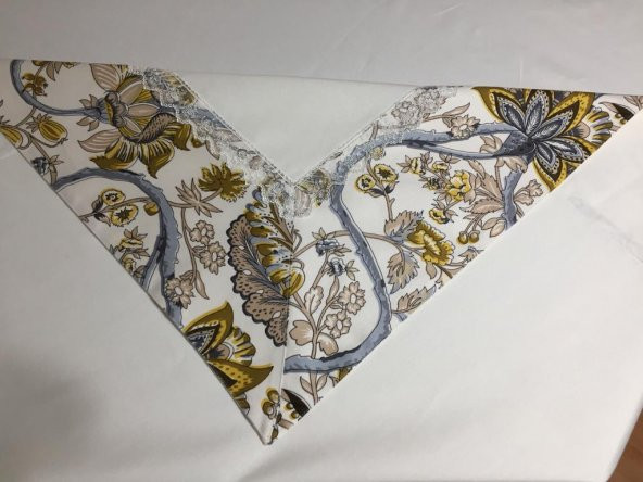 Finezza Garden Baskılı Pamuk Kumaş Krem Çiçek Bantlı Masa örtüsü 160x230 cm - 70 - 4