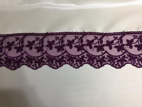 Finezza Seramoni Güpürlü Monoray Kumaş Krem/Mor Masa Örtüsü 170x230 cm - 874 - 2