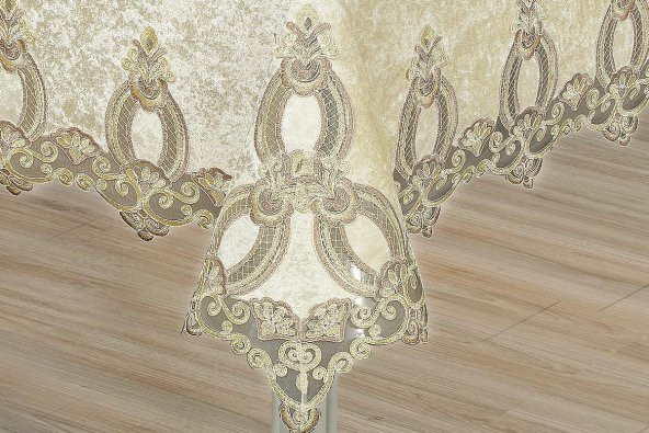 Finezza Fulya Dantelli Kadife Krem Sofra Takımı 8 kşl. 160x230cm 17 Prç. - 170 - 2