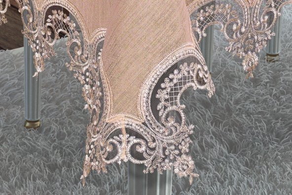 Finezza Ahsen Dantelli Etamin Bej Sofra Takımı 8 Kşl. 170x230 cm 17 Parça - 297 - 2
