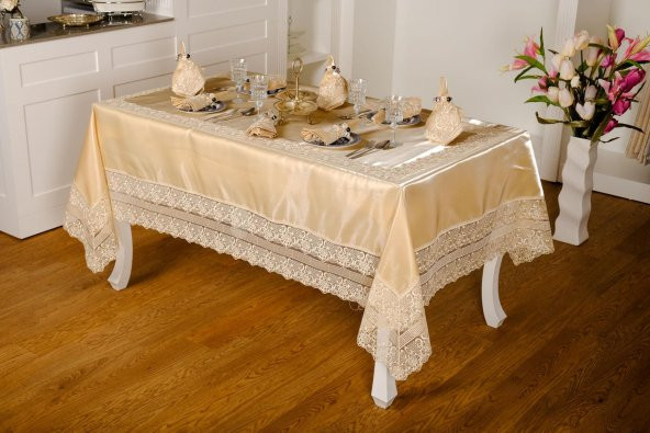 Finezza Gisella Dantelli Monoray Bej Sofra Takımı 8 Kşl. 170x230cm 17 Prç. - 299