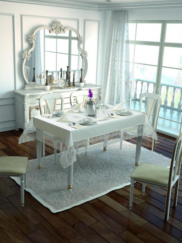Finezza Gisella Dantelli Monoray Krem Sofra Takımı 8 Kşl. 170x230cm 25Prç. - 307