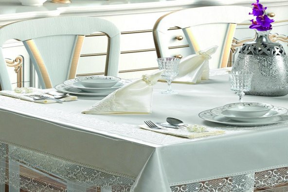 Finezza Gisella Dantelli Monoray Krem Sofra Takımı 8 Kşl. 170x230cm 25Prç. - 307 - 4