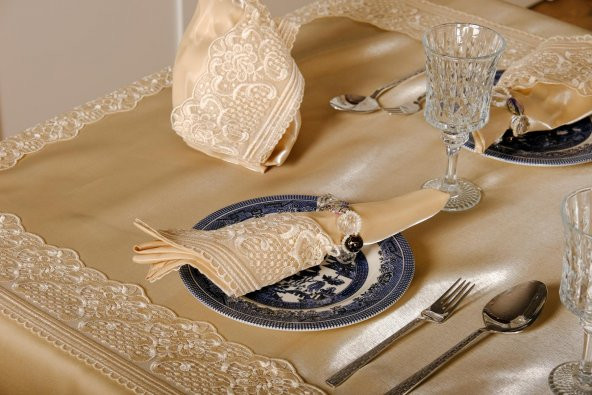 Finezza Gisella Dantelli Monoray Bej Sofra Takımı 8 Kşl. 170x230cm 17 Prç. - 299 - 10