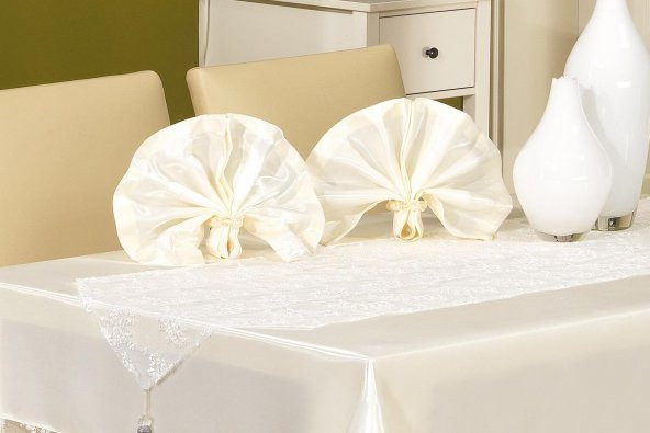 Finezza Gelin Dantelli Monoray Beyaz Sofra Takımı 12 Kşl. 170x330cm 26Prç. - 311 - 4