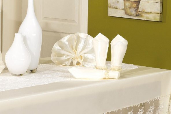 Finezza Gelin Dantelli Monoray Beyaz Sofra Takımı 12 Kşl. 170x330cm 26Prç. - 311 - 5
