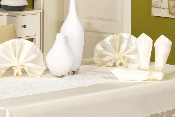 Finezza Gelin Dantelli Monoray Beyaz Sofra Takımı 12 Kşl. 170x330cm 26Prç. - 311 - 7