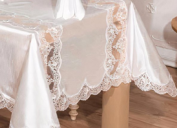 Finezza Elenora Osmanlı İpeği Güpürlü Sofra Takımı 8 Kşl. 170x240cm 17Prç. - 455 - 3