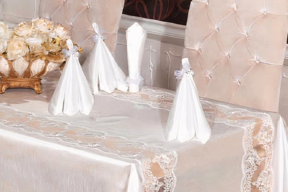Finezza Elenora Osmanlı İpeği Güpürlü Sofra Takımı 8 Kşl. 170x240cm 17Prç. - 455 - 4