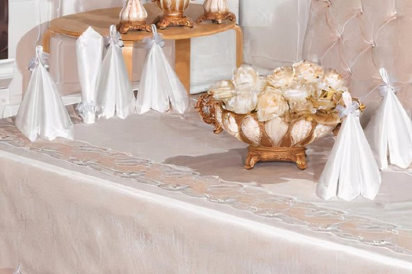 Finezza Elenora Osmanlı İpeği Güpürlü Sofra Takımı 8 Kşl. 170x240cm 17Prç. - 455 - 5