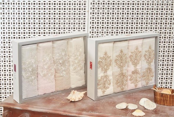 Finezza Nadide Pamuk Krem&Bej&Pudra&Gri Havlu Seti 50*90 cm Dörtlü - 675 - 6