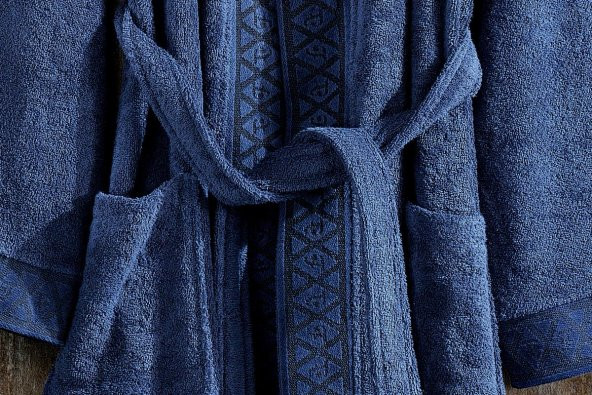 Finezza Luna 100 Pamuk Bornoz Seti Lacivert 3 Parça - 806 - 4