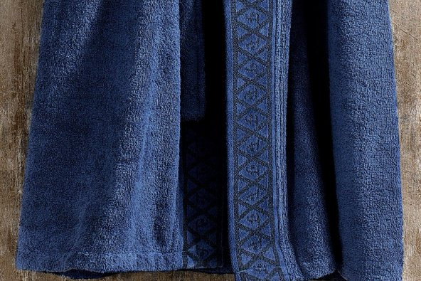 Finezza Luna 100 Pamuk Bornoz Seti Lacivert 3 Parça - 806 - 6