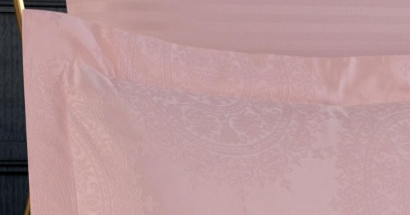 Finezza Tiara Bambu Jakar Kumaş Pudra Çift Kişilik Nevresim Takımı 6 Parça - 898 - Resim 5