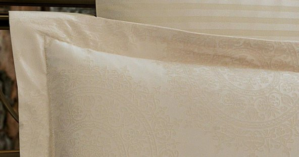 Finezza Tiara Bambu Jakar Kumaş Bej Çift Kişilik Nevresim Takımı 6 Parça - 899 - 5