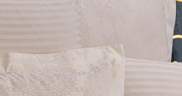 Finezza Tiara Bambu Jakar Kumaş Krem Çift Kişilik Nevresim Takımı 6 Parça - 900 - 7