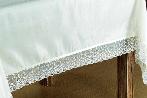 Finezza Seramoni Güpürlü Monoray Kumaş Krem Masa Örtüsü 170x230 cm - 369 - 5