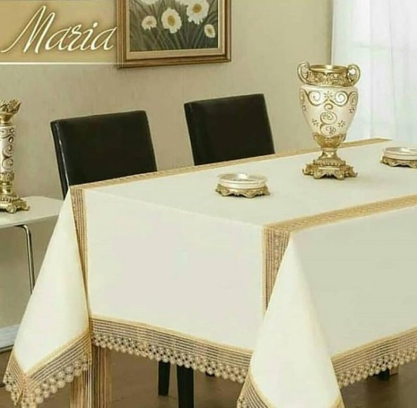 Finezza Maria Dantelli Krep Kumaş Krem/Bej Masa Örtüsü 160x230 cm - 918 - 2