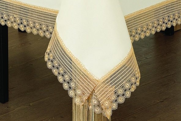 Finezza Maria Dantelli Krep Kumaş Krem/Bej Masa Örtüsü 160x230 cm - 918 - 3