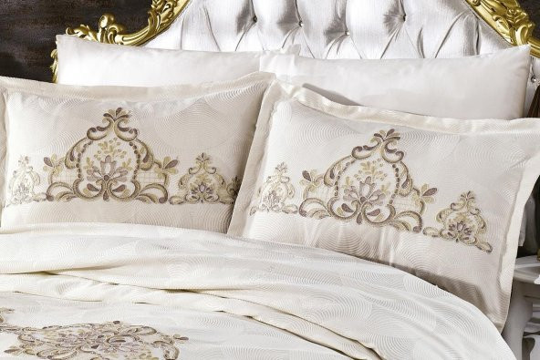 Finezza Esin Lüks Güpürlü Poly/Pamuk Kumaş Krem/Krem Pike Takımı 6 Parça - 149 - 2