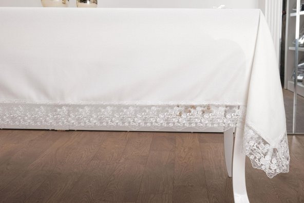 Finezza Lydia Güpürlü Krep Kumaş Krem Masa Örtüsü Dikdörtgen 170*230 cm - 310 - 4