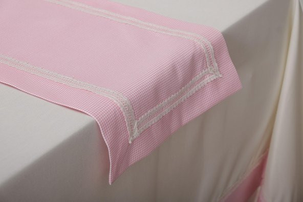 Finezza Julyet Pamuk Krem Pembe Masa Örtüsü ve Runner 170x230 cm 2 Prç. - 876 - 3