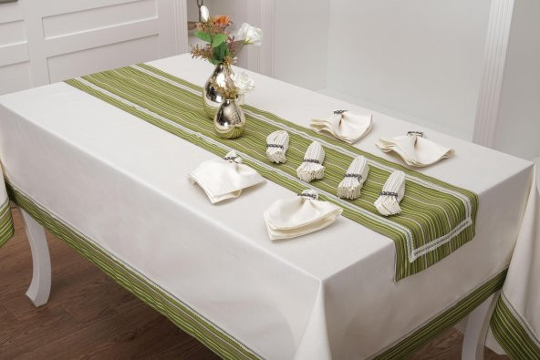 Finezza Armine Pamuk Peçeteli Sofra Takımı 8 kişilik 170x230 cm 18 Prç. - 921 - 2
