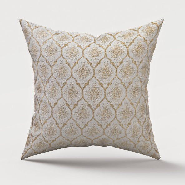 Finezza Melisa Damask Baskılı Duck Kumaş Gold Kırlent 45*45 cm  - 754