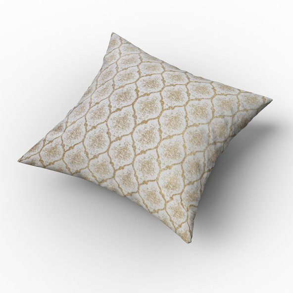 Finezza Melisa Damask Baskılı Duck Kumaş Gold Kırlent 45*45 cm  - 754 - 2