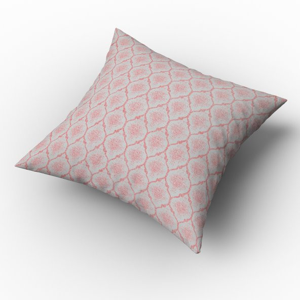 Finezza Melisa Damask Baskılı Duck Kumaş Pembe Kırlent 45*45 cm  - 747 - 2