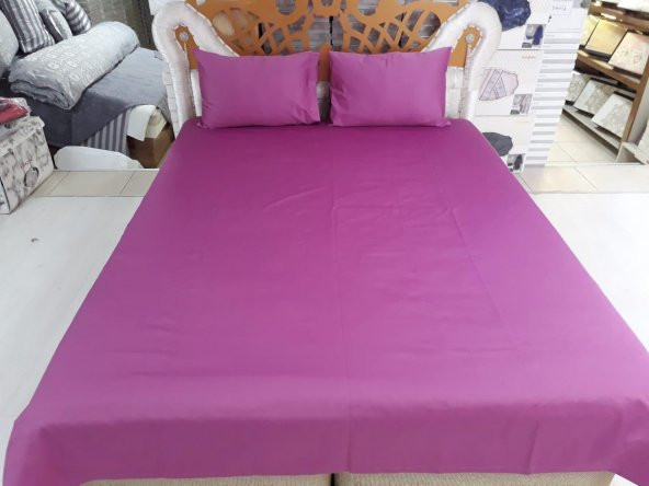 Finezza Flora Pamuk Saten Mavi  Çarşaf & Yastık Takımı 3 Parça - 487 - 2