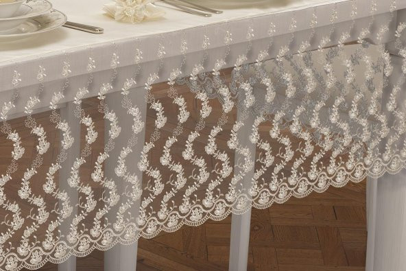 Finezza Narin Dantelli Monoray Krem Sofra Takımı 8 Kşl. 160x230 cm 17 Prç.- 133 - 6