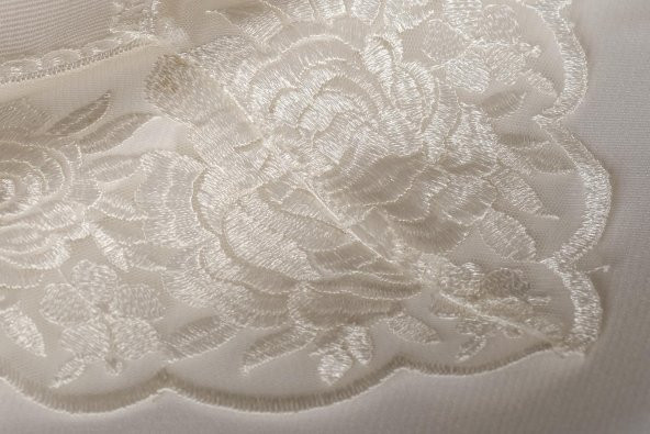 Finezza Olga Lüx Gül Dantelli Poly Bambu Kumaş Krem Masa Örtüsü 160x220 cm - 692 - 8