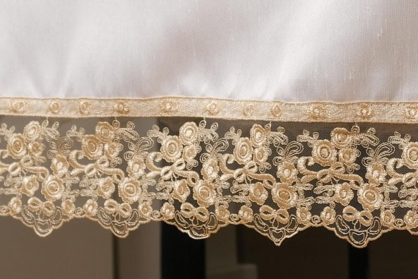 Finezza Olga Lüx Dantelli Poly Bambu Kumaş Krem Bej Masa Örtüsü 160x220 cm - 694 - 4