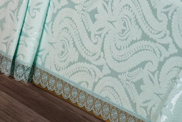 Finezza Tulip Polyester Pamuk Şönil Suyeşili Yatak örtüsü Çift Kişl. 3Prç. - 696 - 3