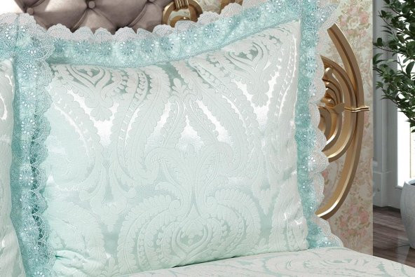 Finezza Tulip Polyester Pamuk Şönil Suyeşili Yatak örtüsü Çift Kişl. 3Prç. - 696 - 5