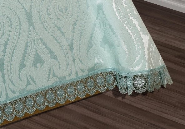 Finezza Tulip Polyester Pamuk Şönil Suyeşili Yatak örtüsü Çift Kişl. 3Prç. - 696 - 6