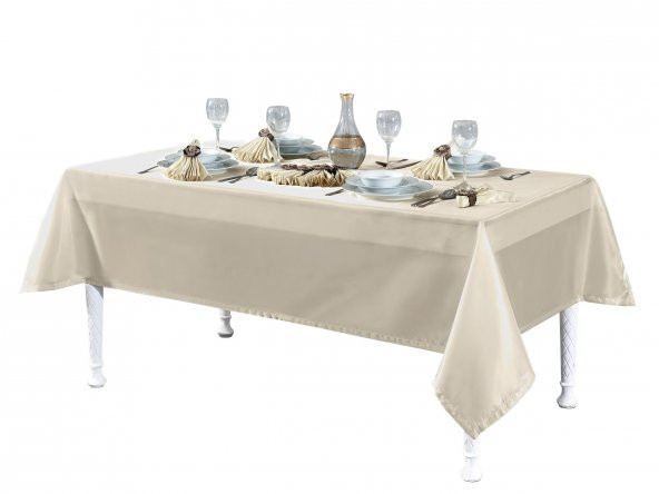 Finezza Kristal Monoray Kumaş Bej Sofra Takımı 8 Kişilik 160x220 cm 17Prç. - 728 - 5