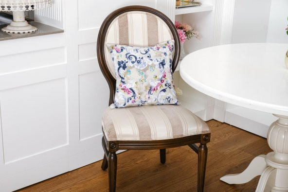 Finezza Menekşe Çiçek Baskılı Duck Kumaş Kırlent 45*45 cm - 738 - 2