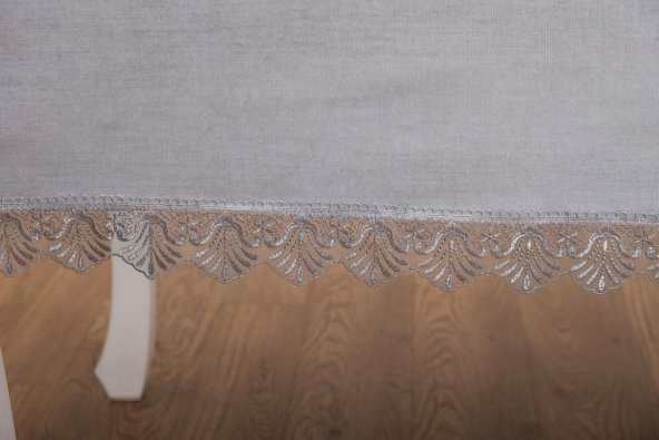 Finezza Estee Dantelli Pamuk Gri Sofra Takımı 6 kişilik 160x220cm 13 Prç. - 757 - 7