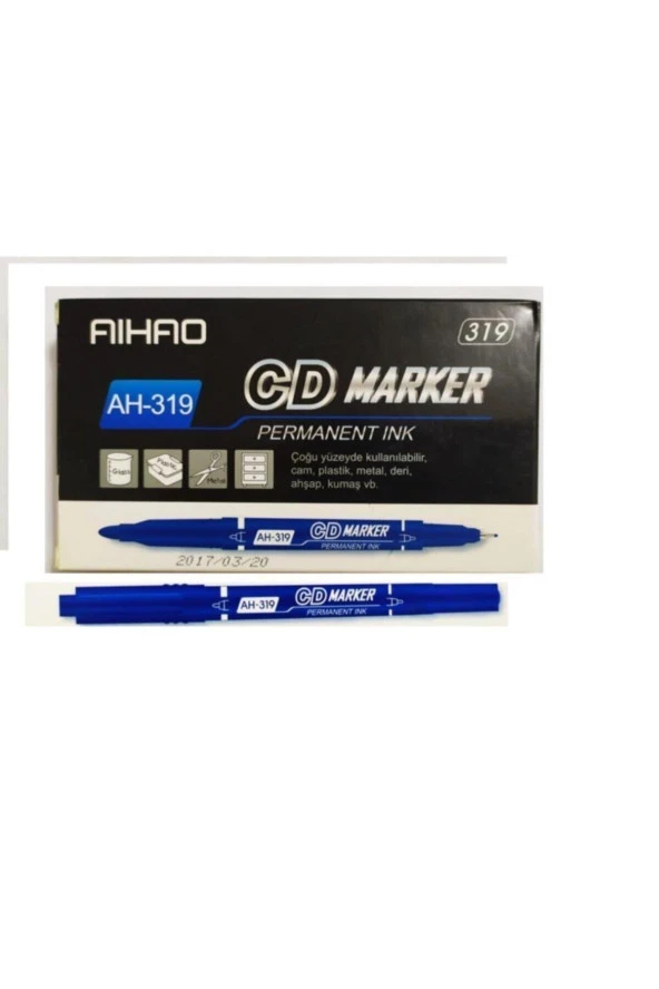 Aihao CD Kalemi Permanent Çift Taraflı Mavi (12 Li Paket) - Resim 2