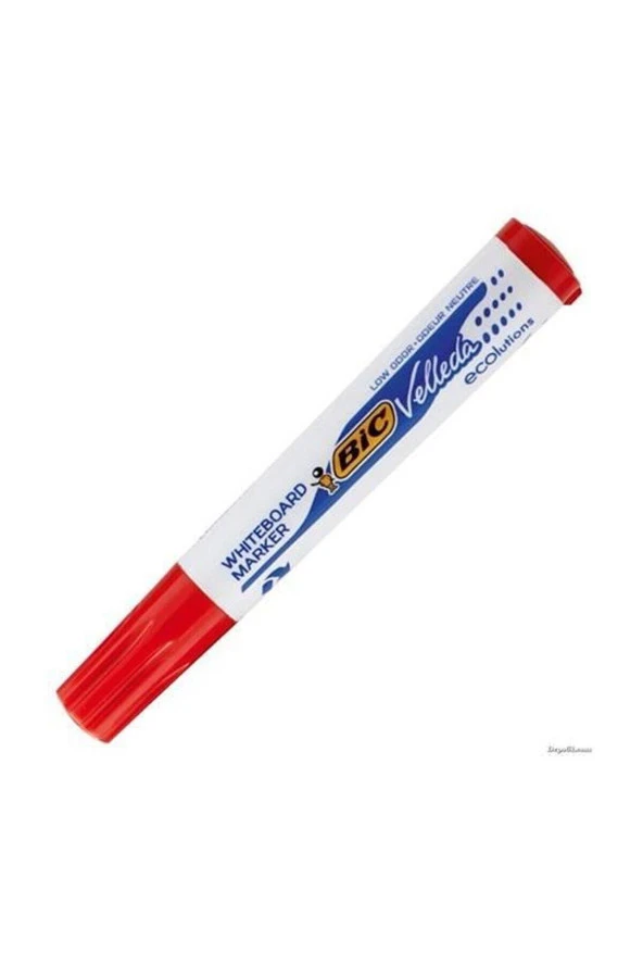 Bic Velleda Eco Yuvarlak Uçlu Beyaz Tahta Kalemi Kırmızı (12'li Kutu)