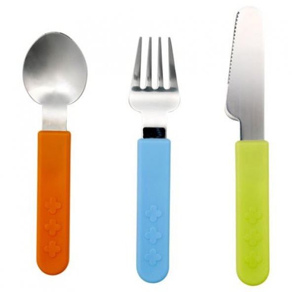 Çocuk Çatal,Kaşık,Bıçak Seti IKEA 3 Parça Renkli
