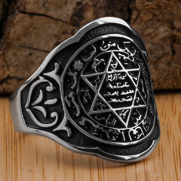 Hz Süleyman Mührü İşlemeli Ayarlanabilir 925 Ayar Gümüş Yüzük ürün görseli