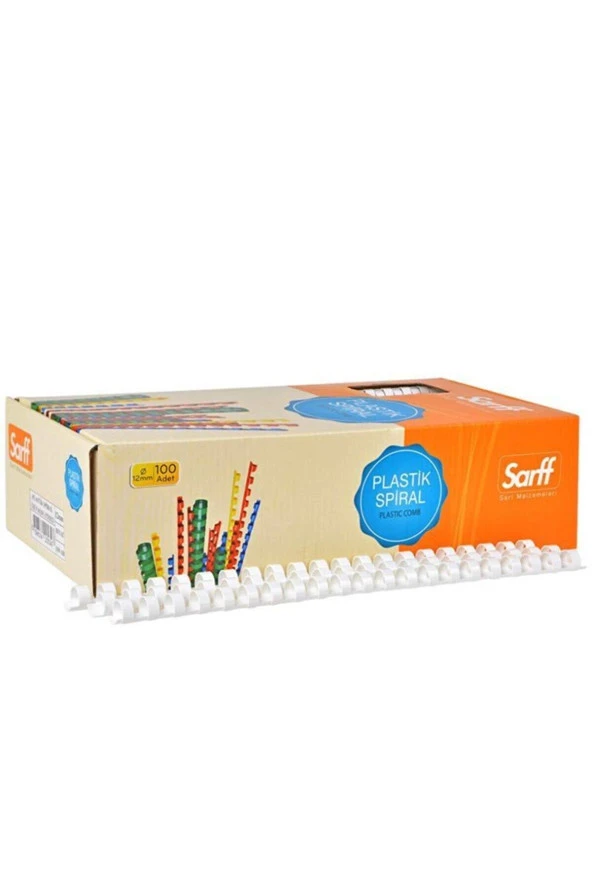 Sarff Spiral Plastik 95 Sayfa 12 MM Beyaz (100 Lü Paket)