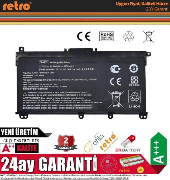 Hp 14-BP100 14-bp103nt 3DM10EA Notebook Bataryası - Pili - Resim 2