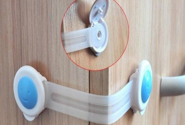 Çocuk Bebek Koruma Kilidi Güvenli Dolap ve Çekmece Kilidi Lastikli 2 Adet - 5
