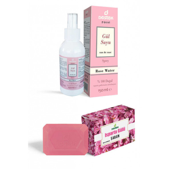 Destek Rose Gül Suyu Sprey 150ml-Isparta Gülü Sabunu 150g (2'li Set)